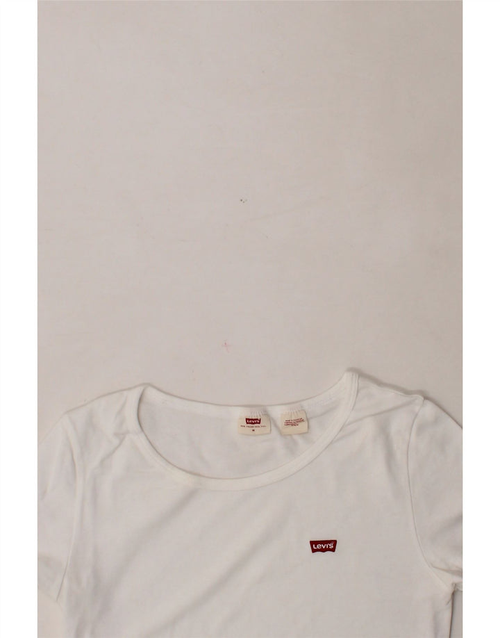 LEVI'S Womens T-Shirt Top UK 12 Medium White Vintage Levi's and Second-Hand Levi's from Messina Hembry 