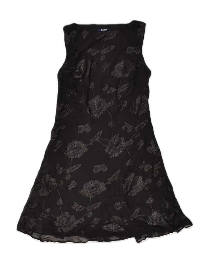 CHAPS Dame A-Line Kjole UK 10 Small Black Floral Polyester