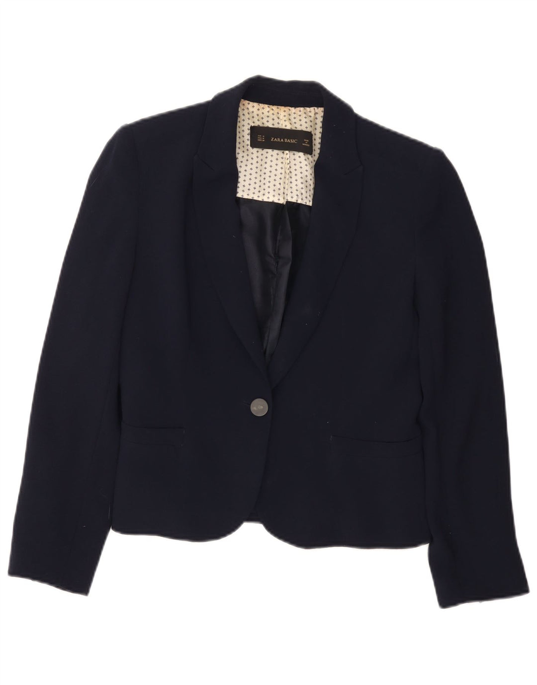 Zara Dame 1 Knap Blazer Jacket UK 12 Medium Navy Blue