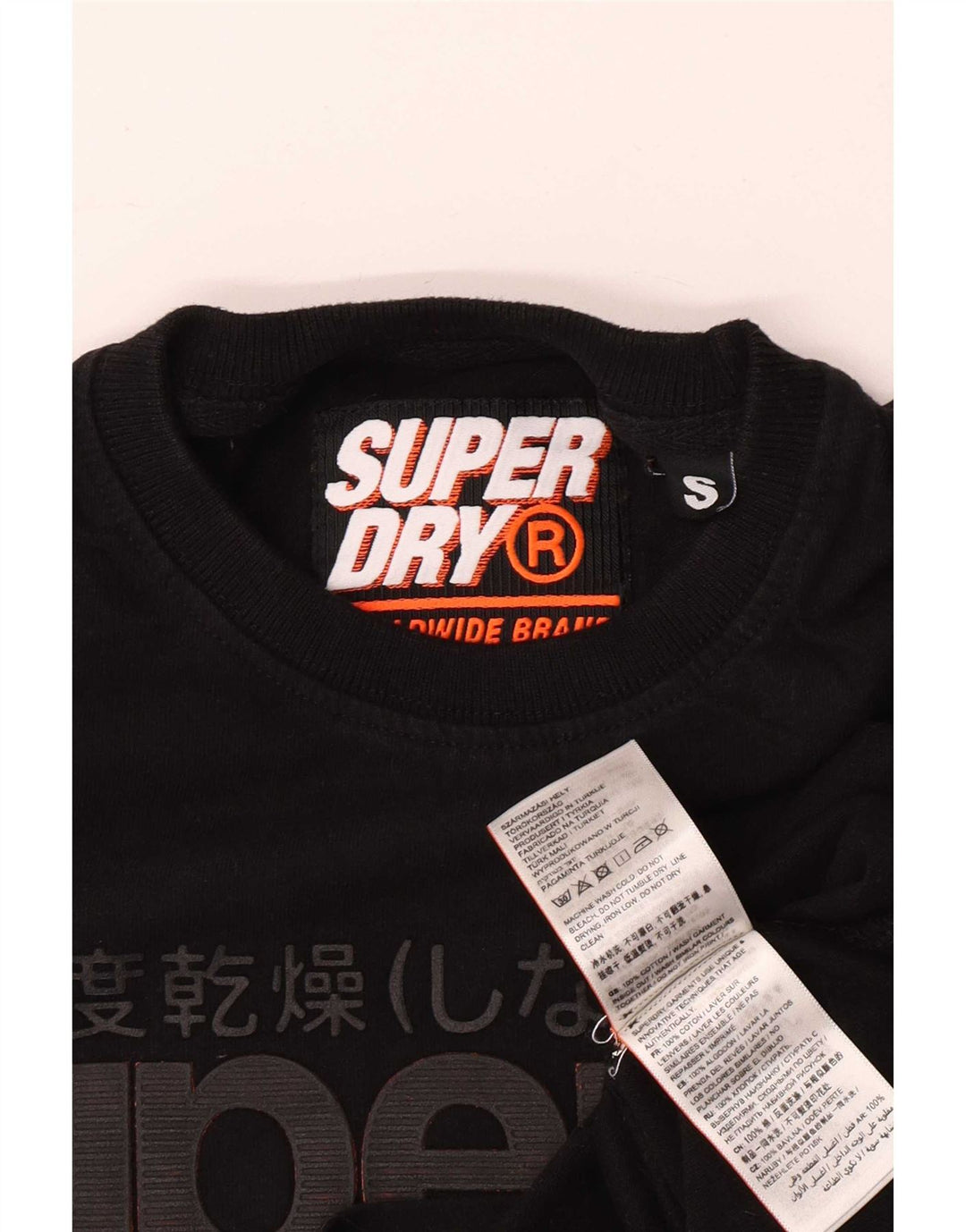 Superdry Grafisk T-shirt top til mænd, lille sort bomuld
