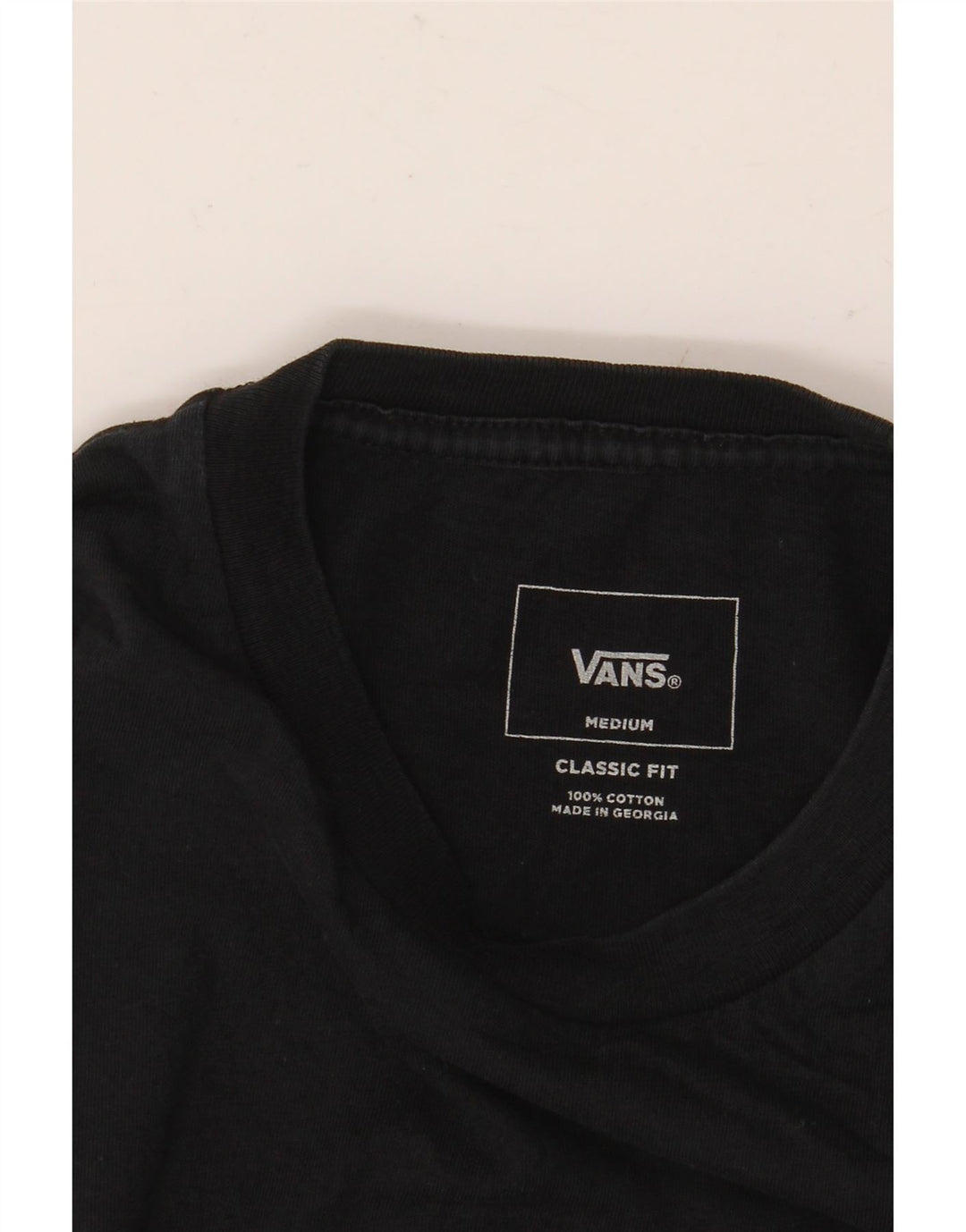 VANS Herre Classic Fit Grafisk T-Shirt Top Medium Sort Bomuld