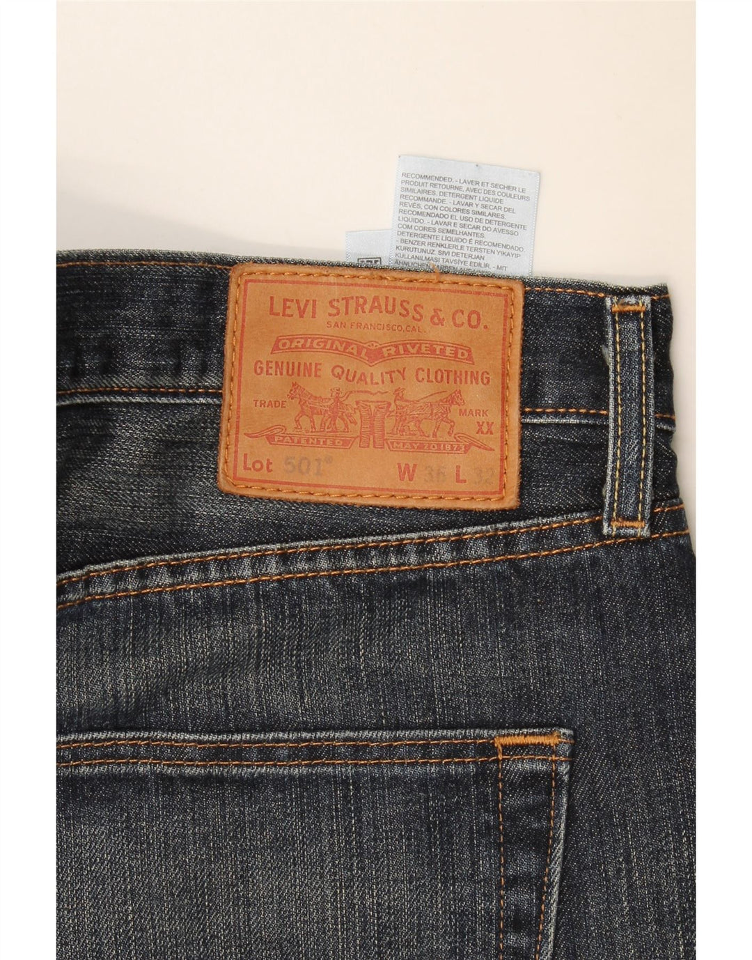 Levi's herre 501 lige jeans W36 L32 marineblå bomuld