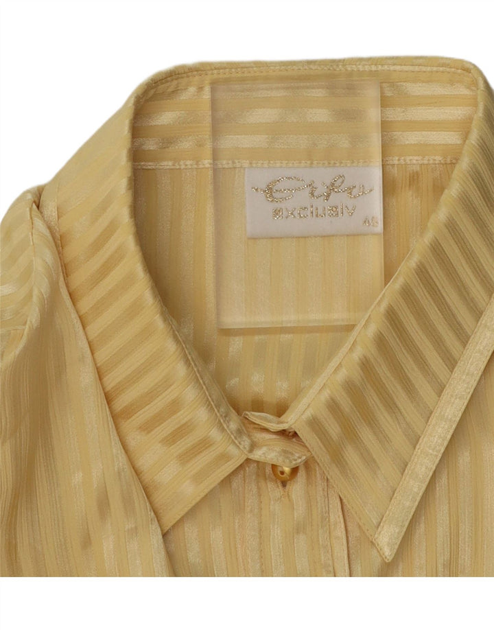 ERTO Womens Oversized Shirt Blouse IT 46 Large Yellow Pinstripe Vintage Erto and Second-Hand Erto from Messina Hembry 