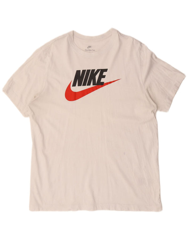 Nike grafisk T-shirt top til mænd XL hvid bomuld