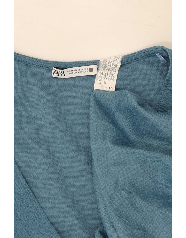 Zara Kvinder Kortærmet Shift Dress UK 14 Medium Blue Polyester