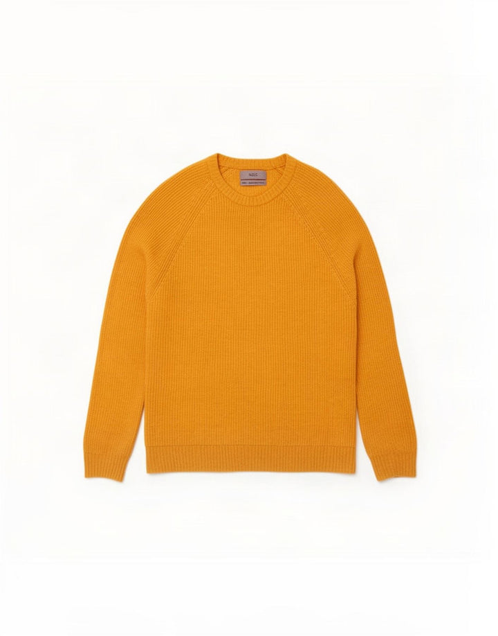 Marks & Spencer Herre sweater med rund hals, medium gul lammeuld
