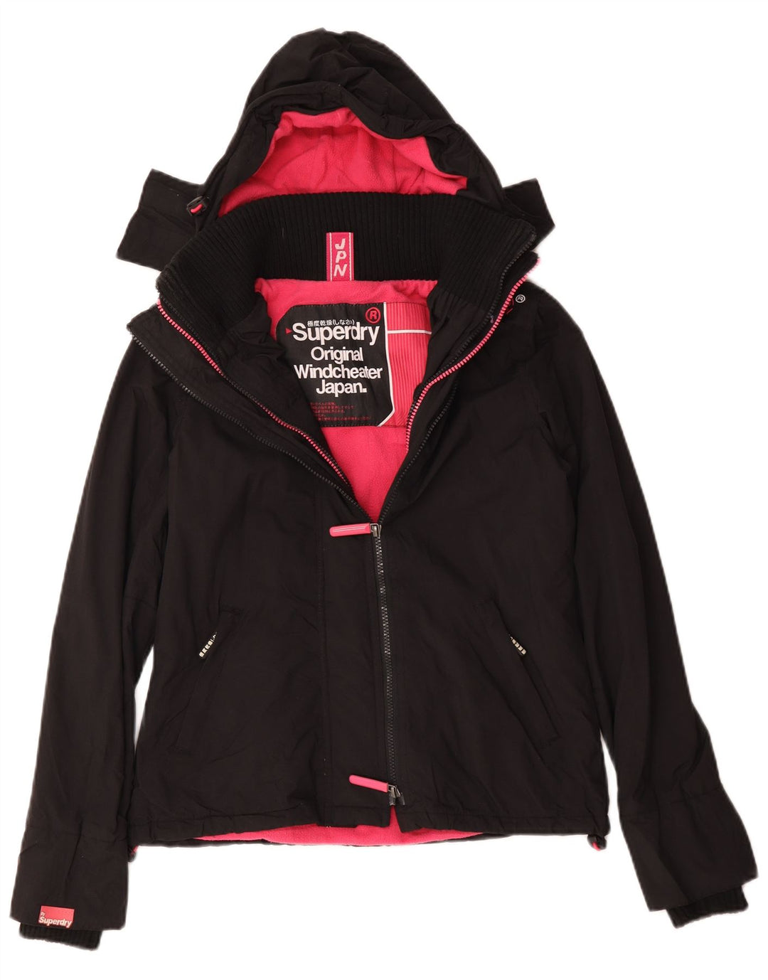 Superdry vindjakke til kvinder med hætte vindjakke UK 14 Medium Sort