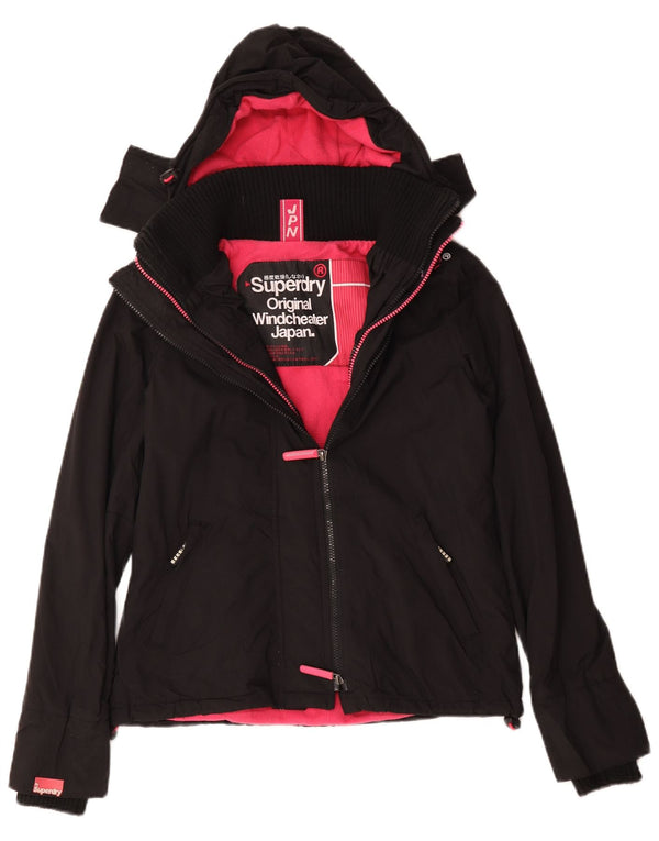 Superdry vindjakke til kvinder med hætte vindjakke UK 14 Medium Sort
