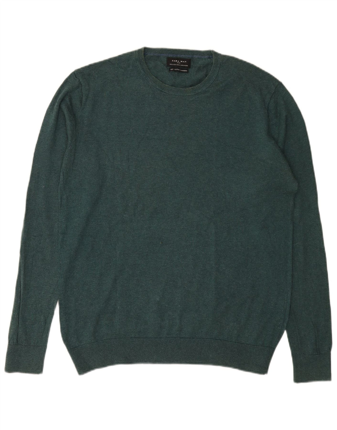 Zara Herre sweater med rund hals XL Grøn Silke