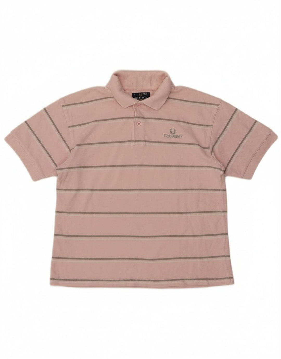 Fred Perry Boys Polo Shirt 12-13 år Stor Pink Stribet Bomuld