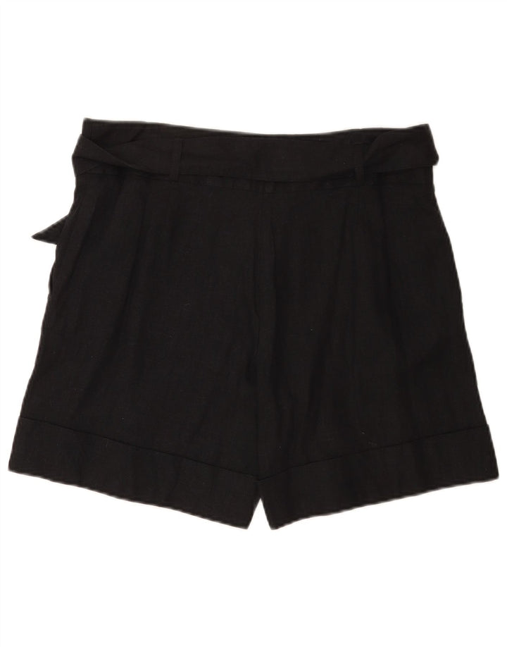 Marks & Spencer Kvinder Casual Shorts UK 12 Medium W32 Black Linen