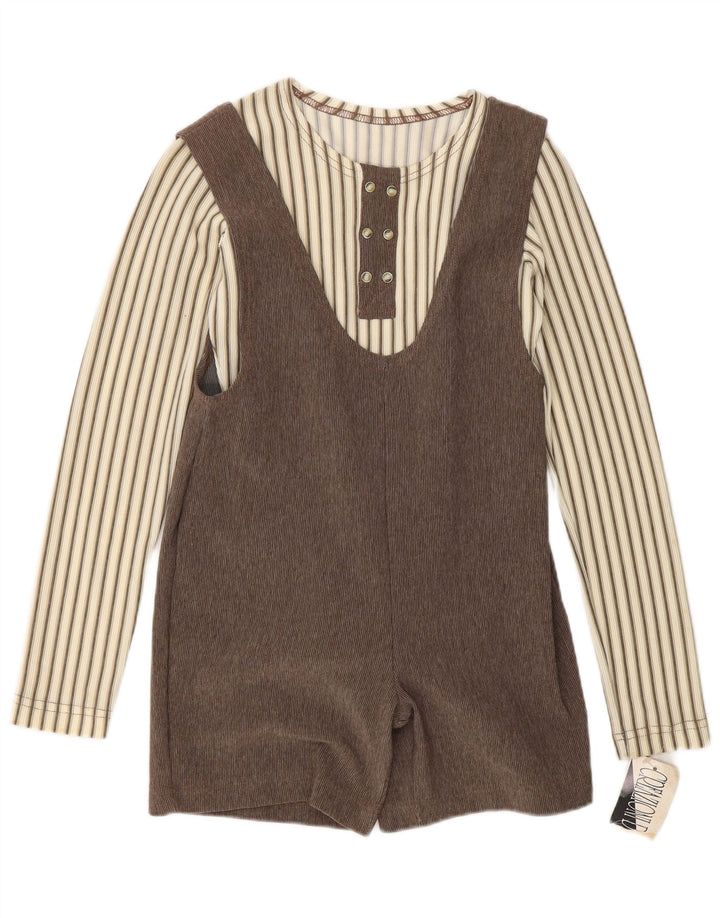 Vintage kvinders 2-delt sæt UK 12 medium brun stribet