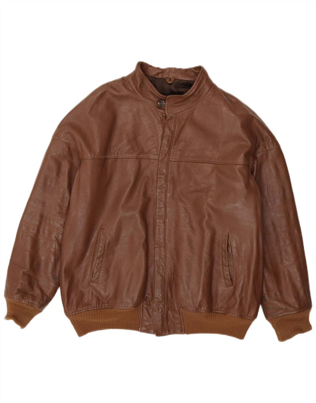 Maren Herre Læder Bomber Jacket IT 54 2XL Brun Læder
