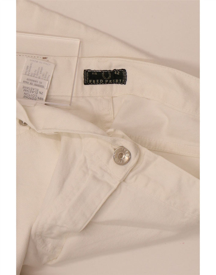 Fred Perry Dame Mid Rise Straight Capri Jeans IT 42 Medium W27 L18 Hvid