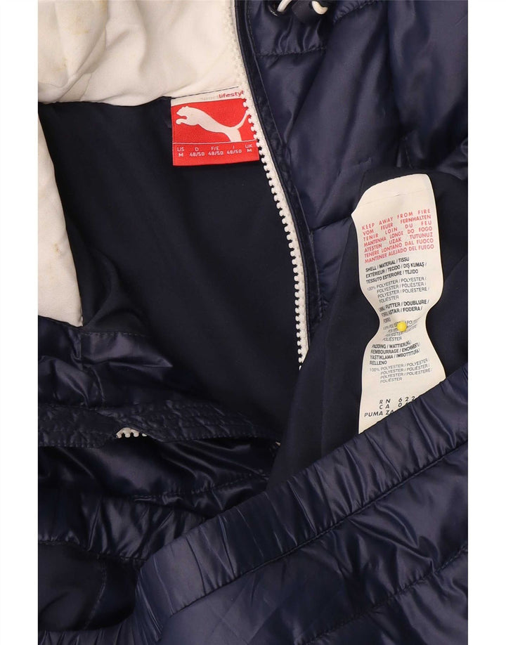 Puma Herre hættepolstret jakke UK 38 Medium Navy Blue Polyester