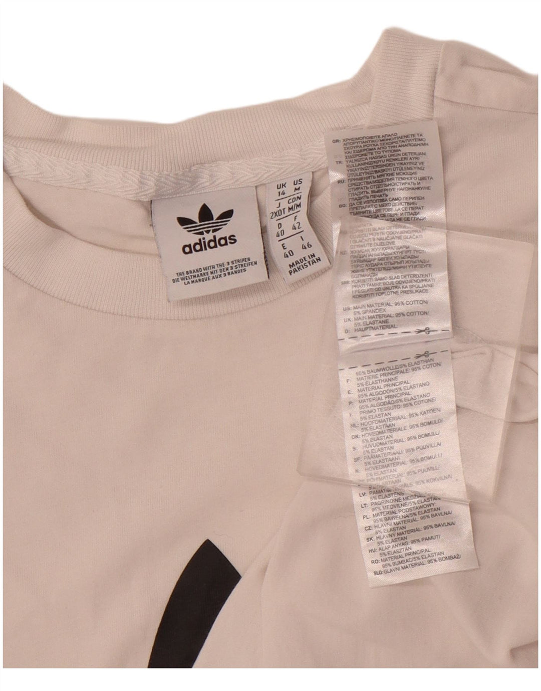 ADIDAS Womens Graphic T-Shirt Top UK 14 Medium White Cotton