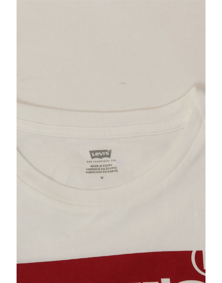 LEVI'S Womens Graphic T-Shirt Top UK 14 Medium White Vintage Levi's and Second-Hand Levi's from Messina Hembry 