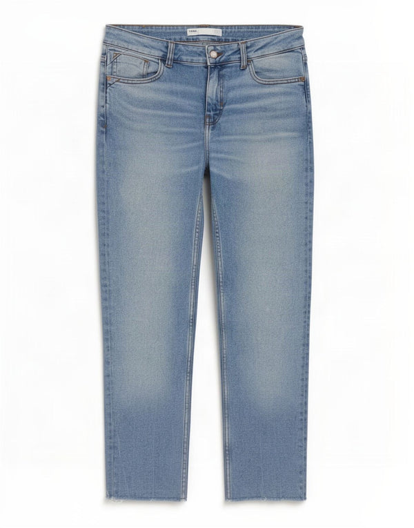 Zara Dame Straight Jeans EU 40 Medium W30 L26 Blå