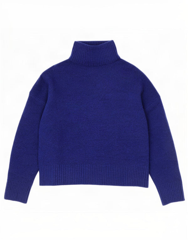 Zara Womens Crop Oversized rullehals sweater UK 10 Small Blue