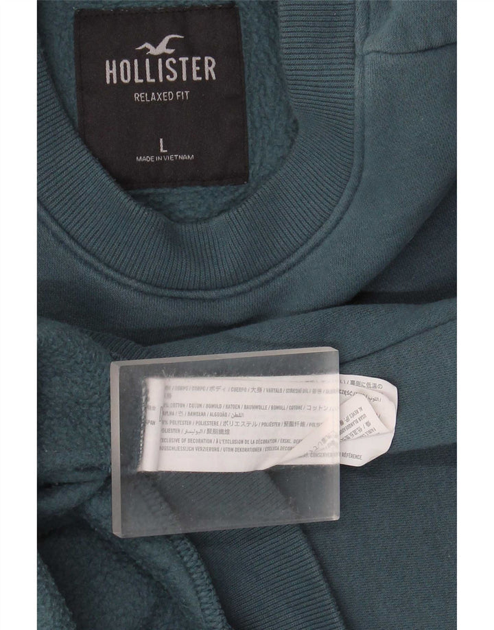 Hollister Herre grafisk sweatshirt jumper stor blå bomuld