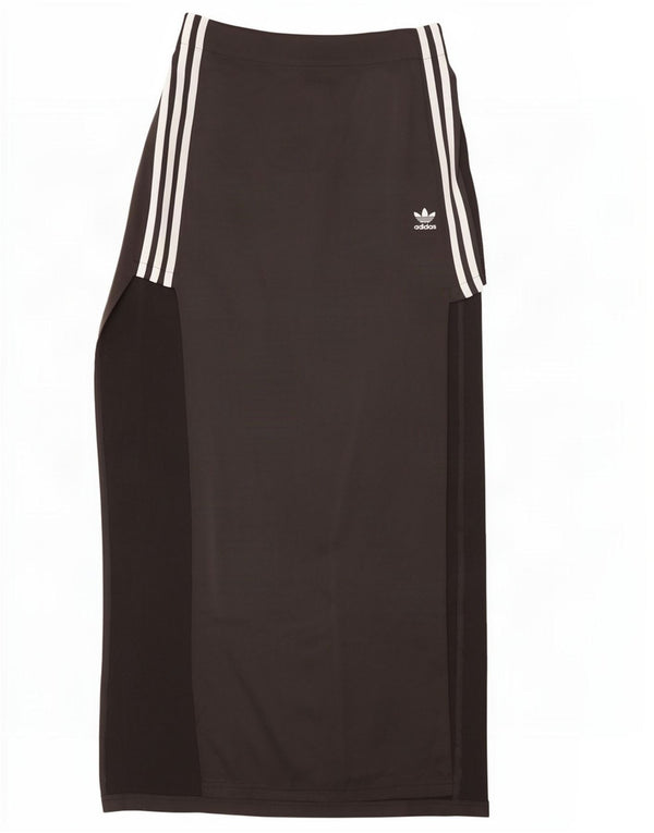 Adidas Womens High Waist Maxi Skirt UK 8 Small W28 Black Colourblock
