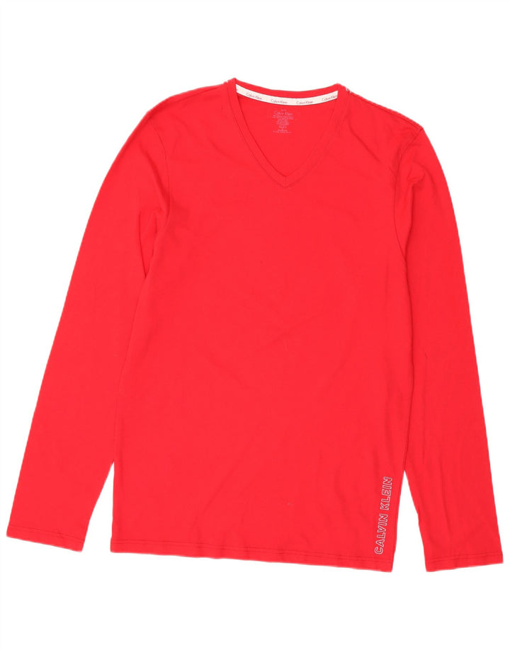Calvin Klein Dame Top Langærmet UK 12 Medium Rød Bomuld