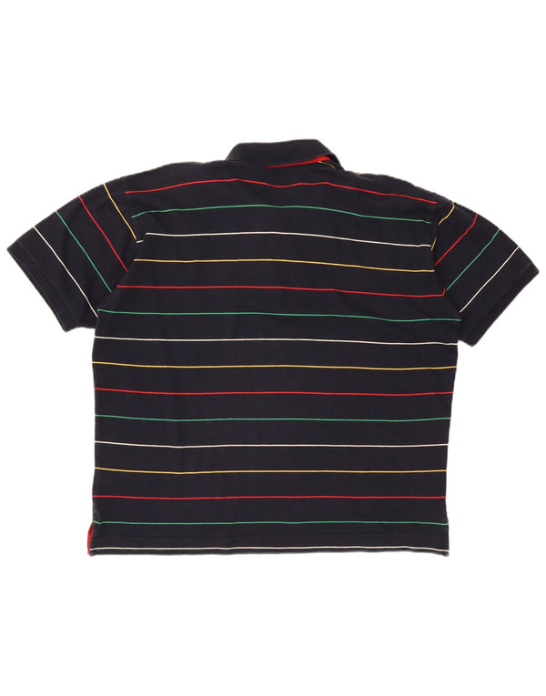 Sea & Sky Mens Polo Shirt XL Navy Blue Striped Cotton