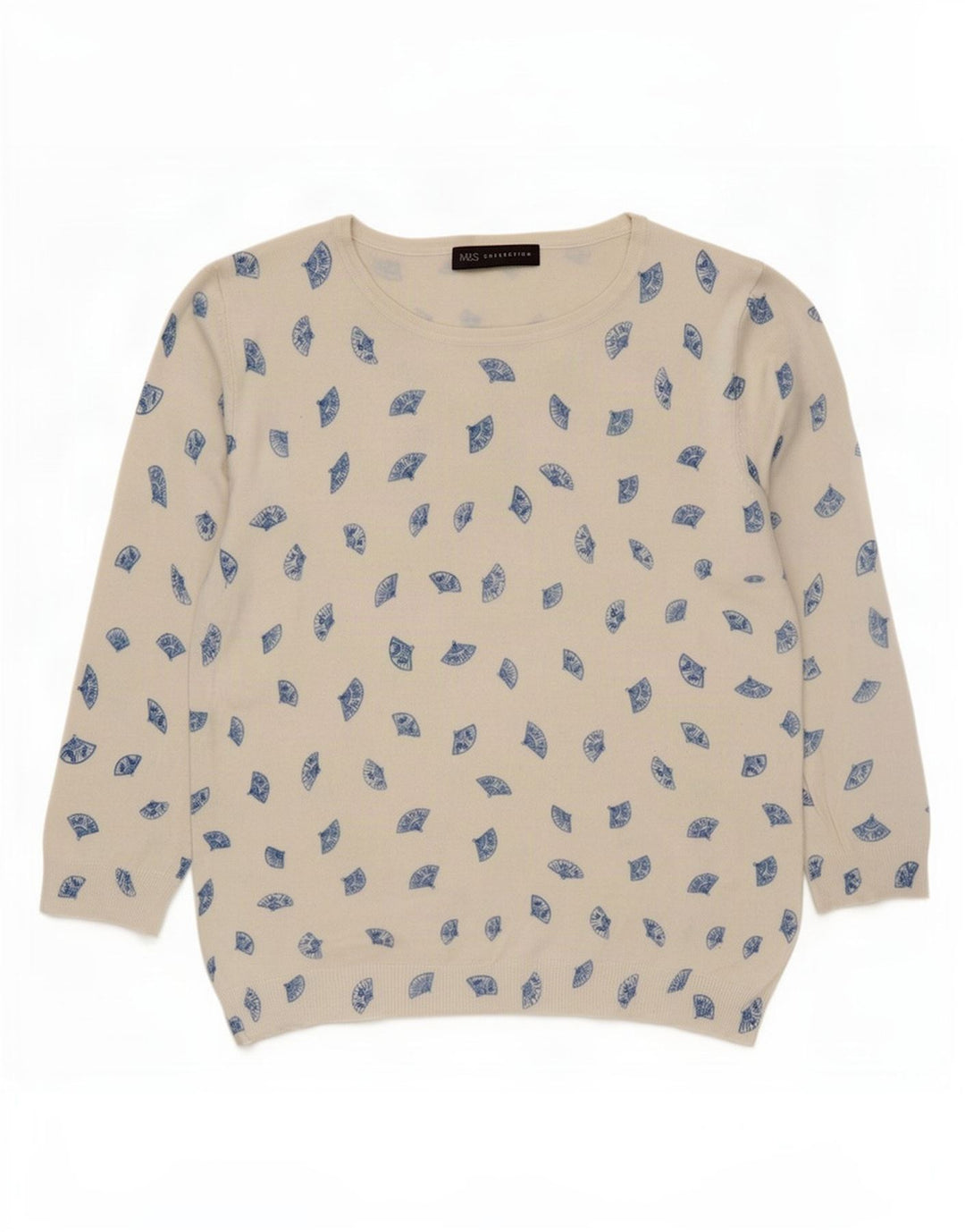Marks & Spencer Dame Abstrakt mønster Boat Neck Jumper Sweater UK 12 Medi