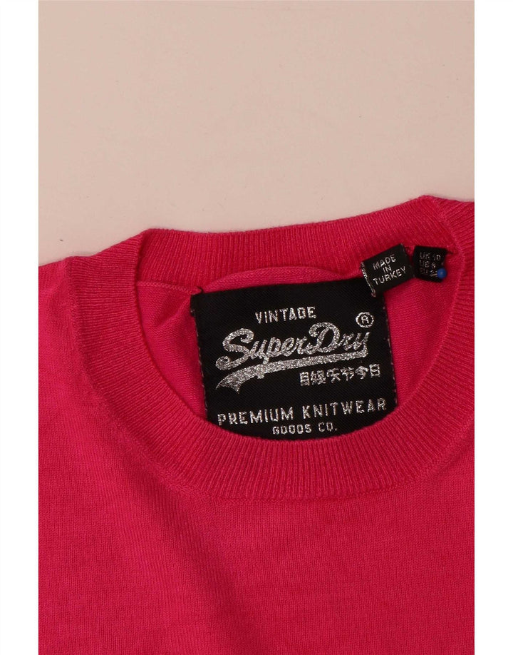 Superdry Sweater med rund hals til kvinder UK 10 Small Pink Viscose