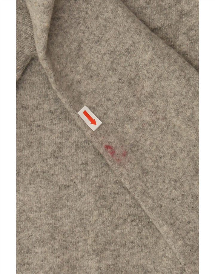 BENETTON Dame V-hals sweater UK 18 XL Grå lammeuld