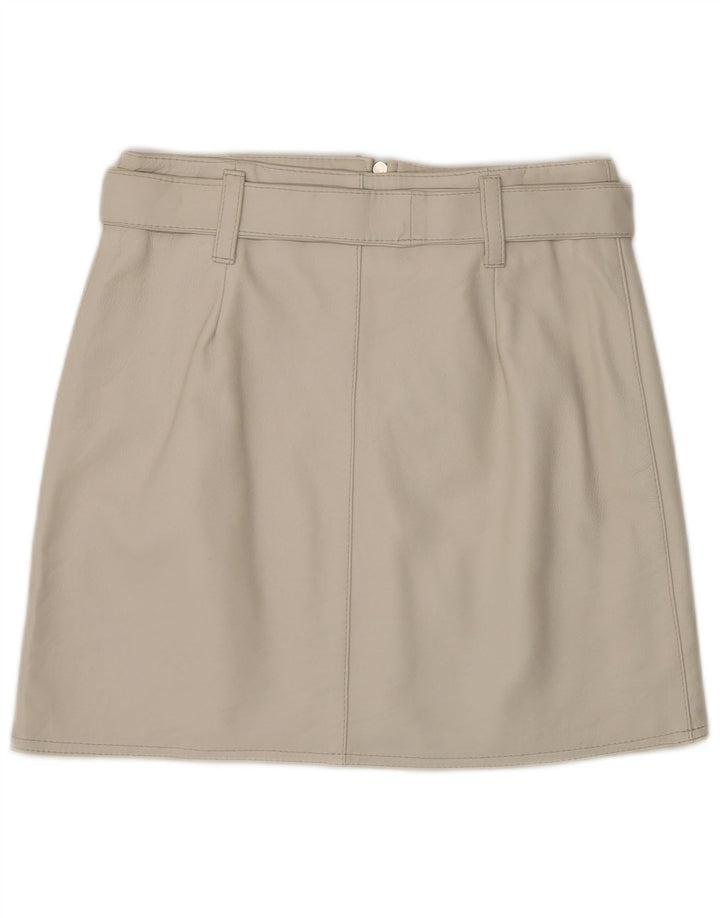 VINTAGE Lædernederdel til kvinder IT 44 Medium W28 Grå Læder