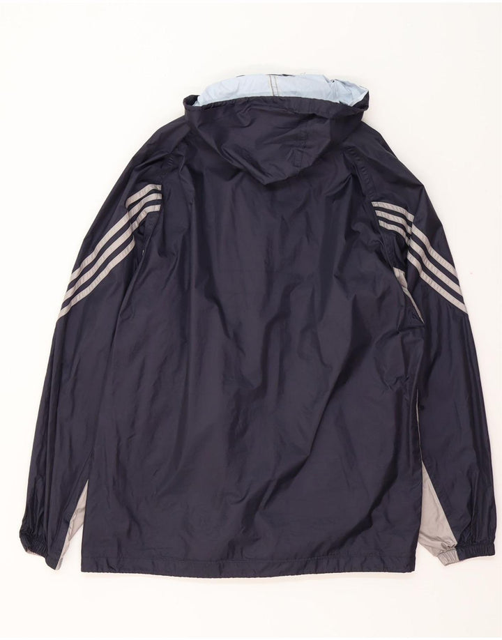 ADIDAS Regnjakke med hætte til mænd UK 38/40 Medium Navy Blue Colourblock