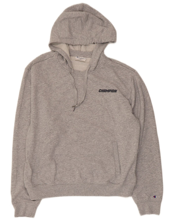 CHAMPION Dame Elite Hoodie Jumper UK 16 Large Grey Flecked Bomuld