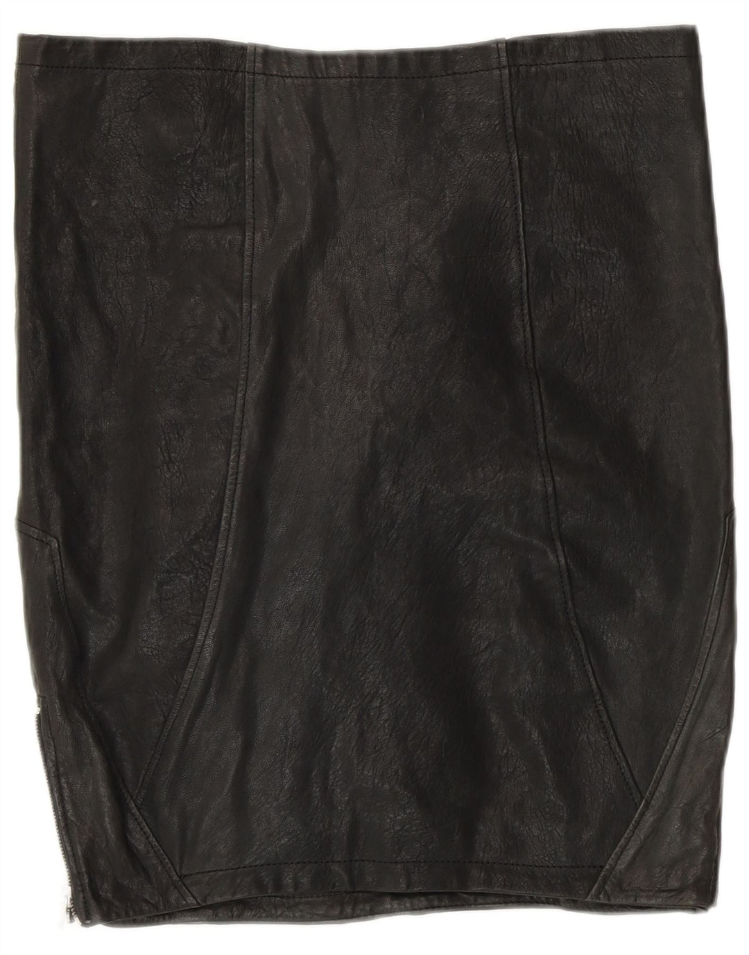 VINTAGE lædernederdel til kvinder UK 12 Medium W30 sort patchwork-læder