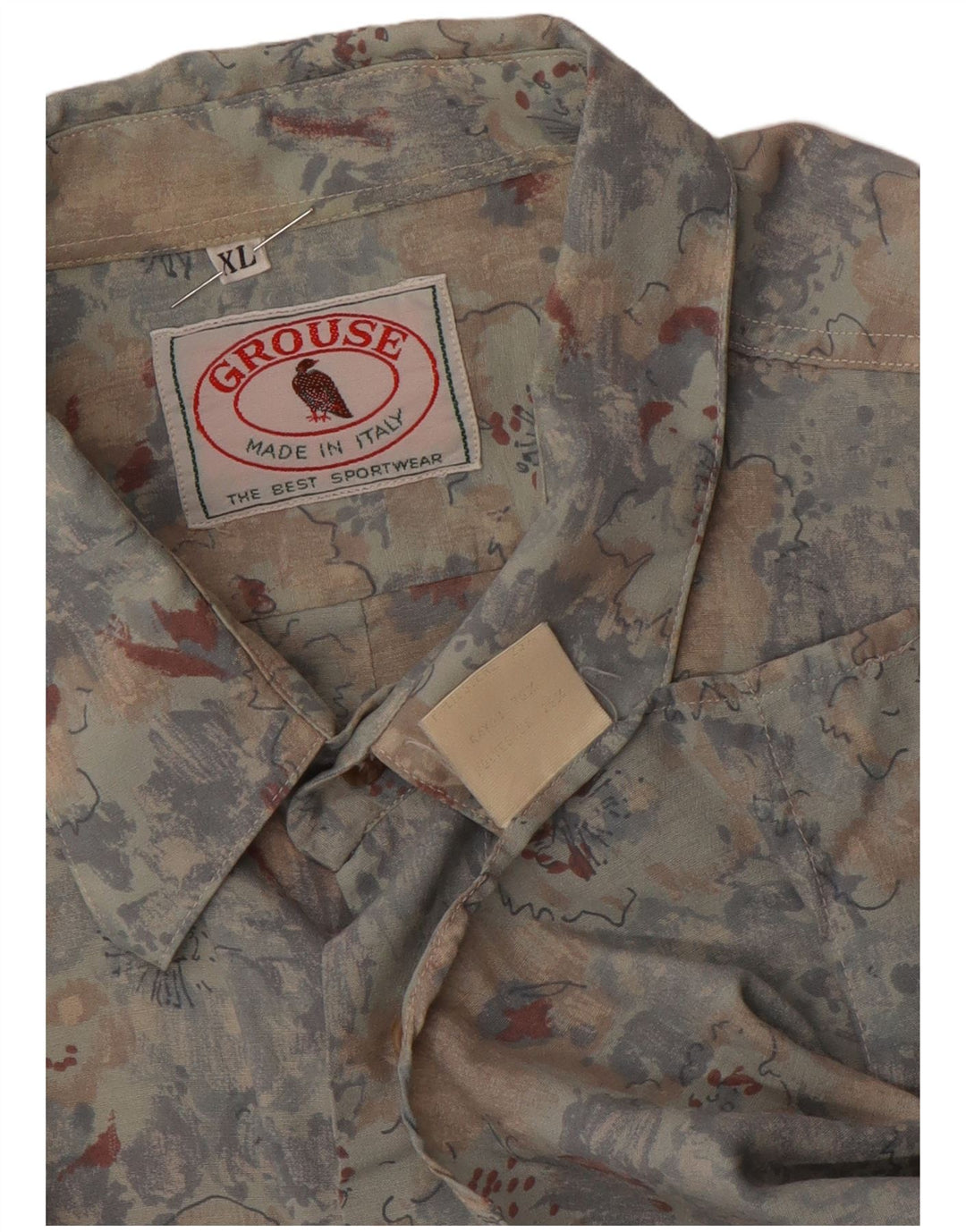 VINTAGE kortærmet herreskjorte XL flerfarvet blomsterrayon