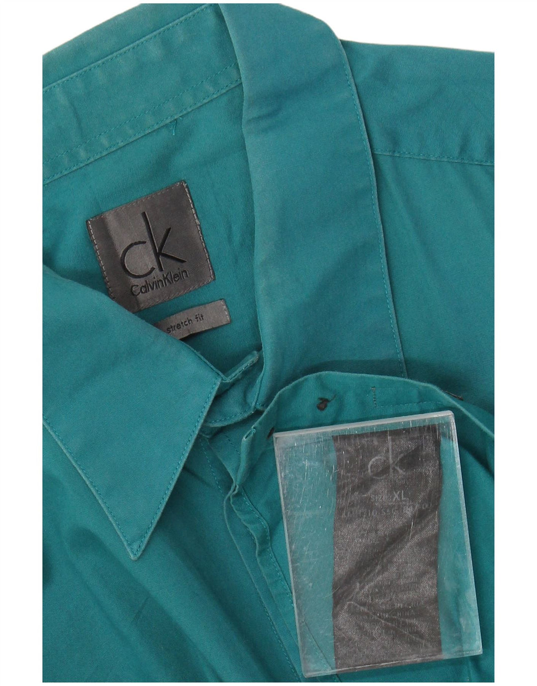 CALVIN KLEIN Stretch-skjorte til mænd XL Grøn Bomuld