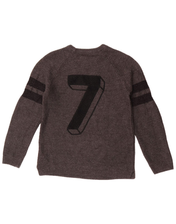 Zara drenge grafisk bådhals sweater 11-12 år grå stribet akryl