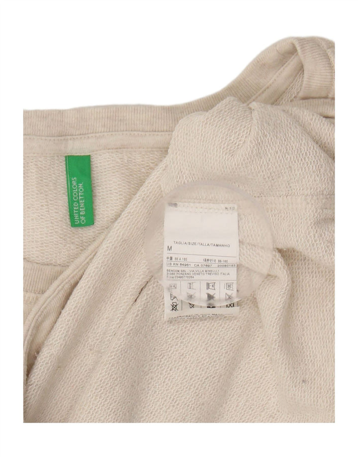 BENETTON Womens Graphic Sweatshirt Jumper UK 14 Medium Grey Animal Print
