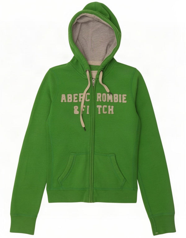 Abercrombie & Fitch Womens Graphic Zip Hoodie Sweater UK 10 Small Green