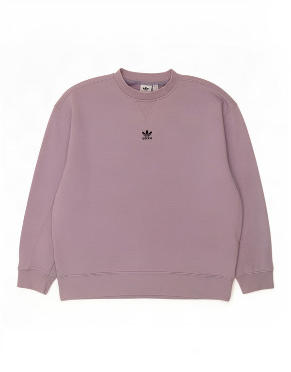 Adidas Dame Oversized Sweatshirt Jumper UK 6 XS Lilla Bomuld