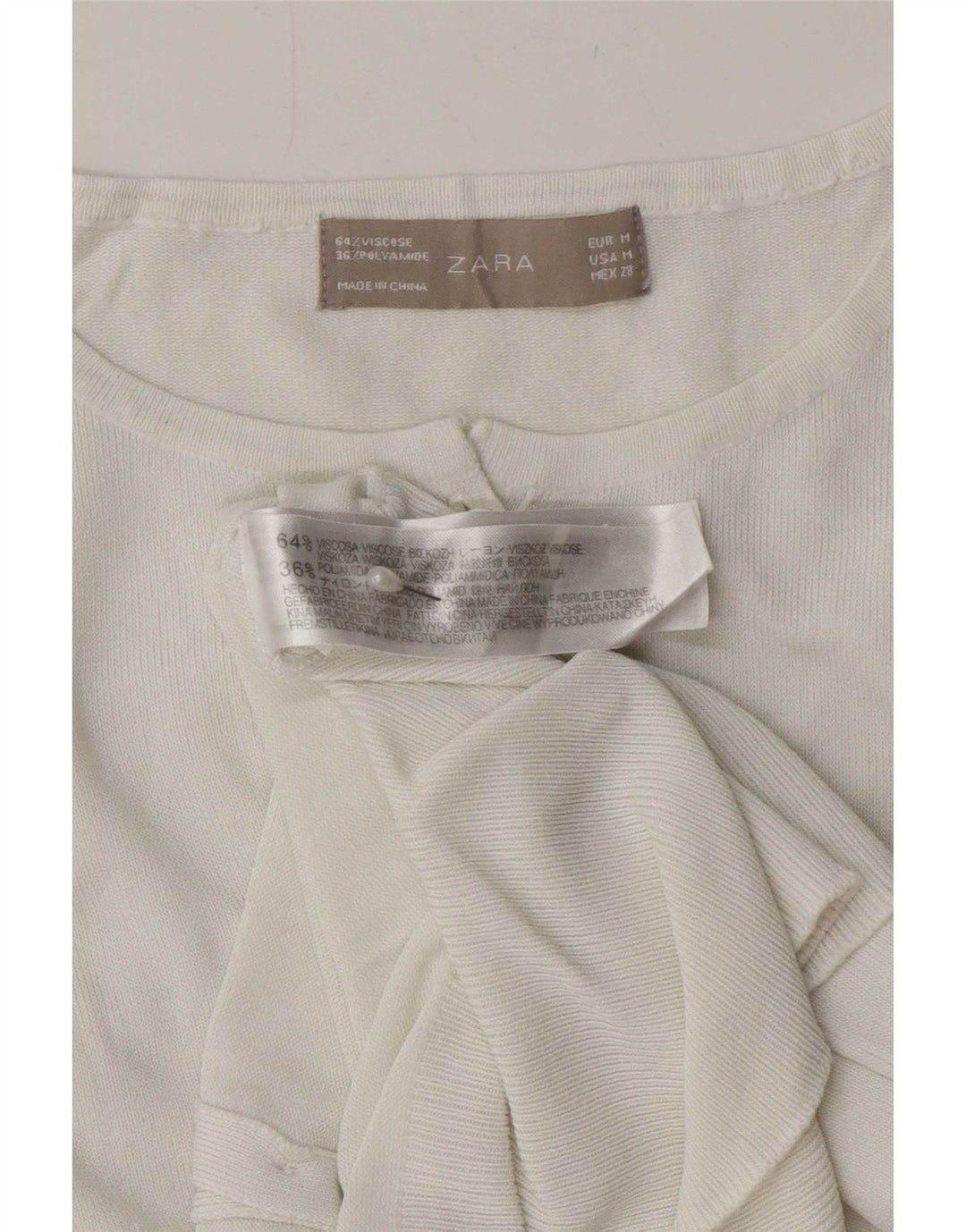 Zara Dame Cardigan Sweater UK 12 Medium White Viscose