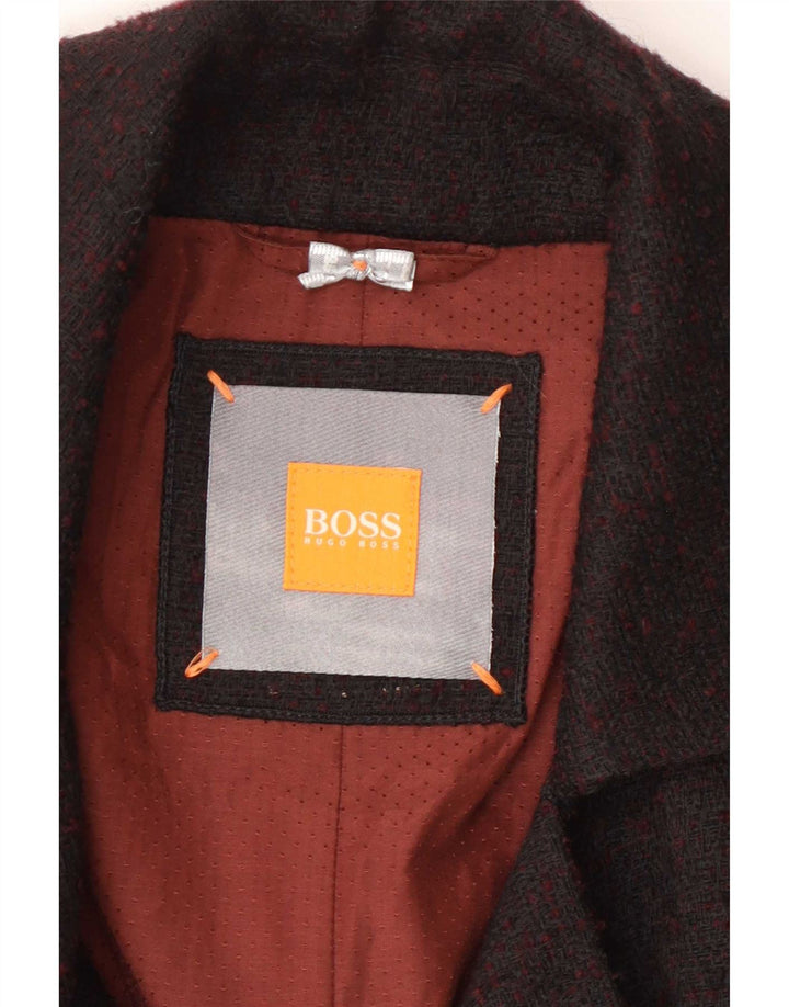 Hugo Boss Dame Dobbeltradet Frakke UK 12 Medium Brun Geometrisk