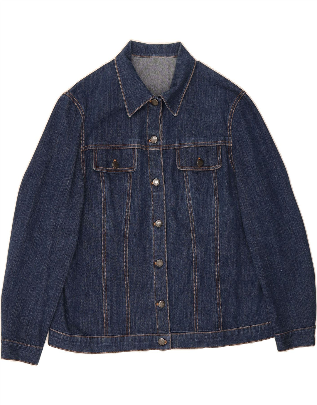 VINTAGE Womens Denim Jacket UK 12 Medium Navy Blue Vintage Vintage and Second-Hand Vintage from Messina Hembry 
