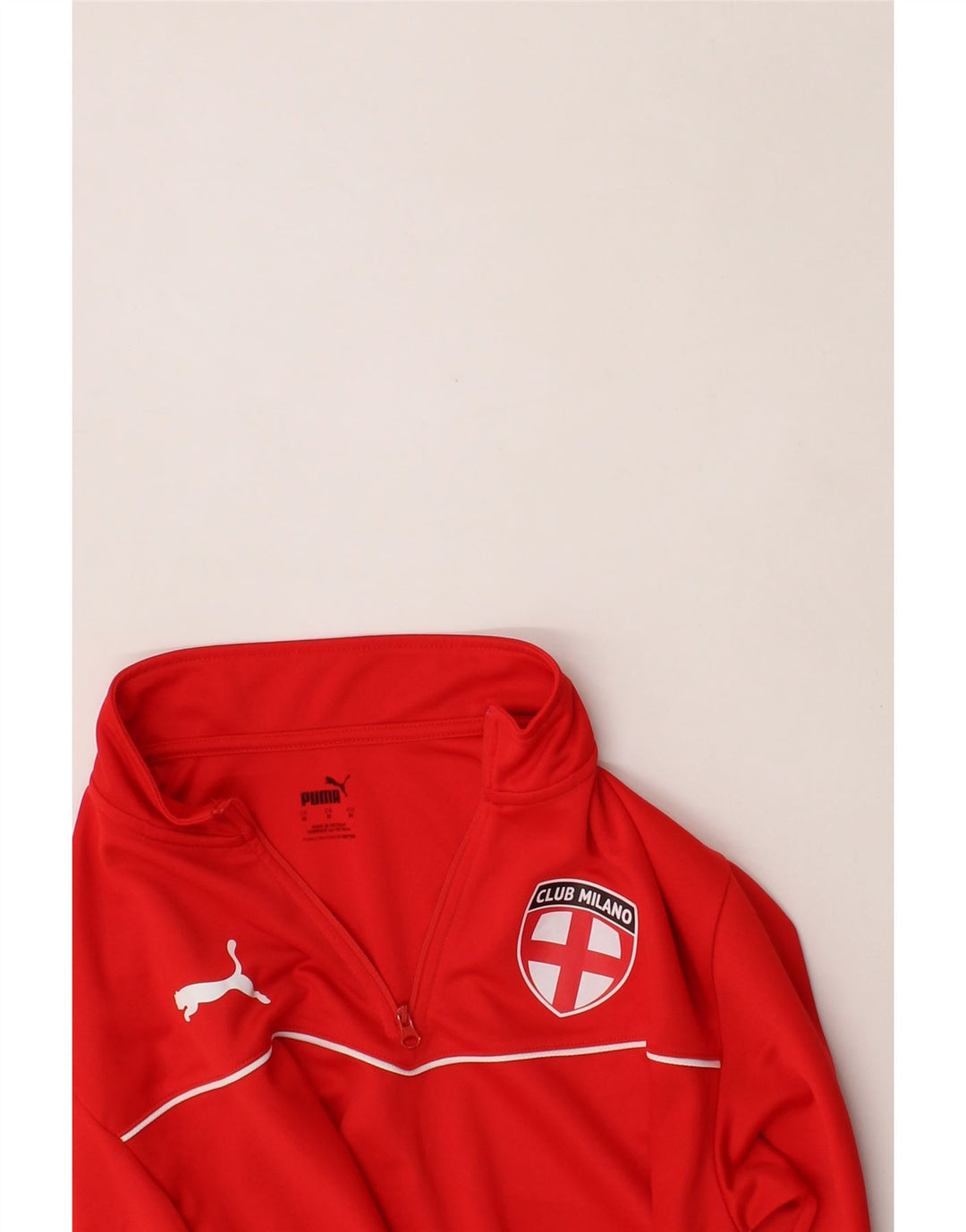PUMA Mens Zip Neck Pullover Tracksuit Top Medium Red Polyester Vintage Puma and Second-Hand Puma from Messina Hembry 