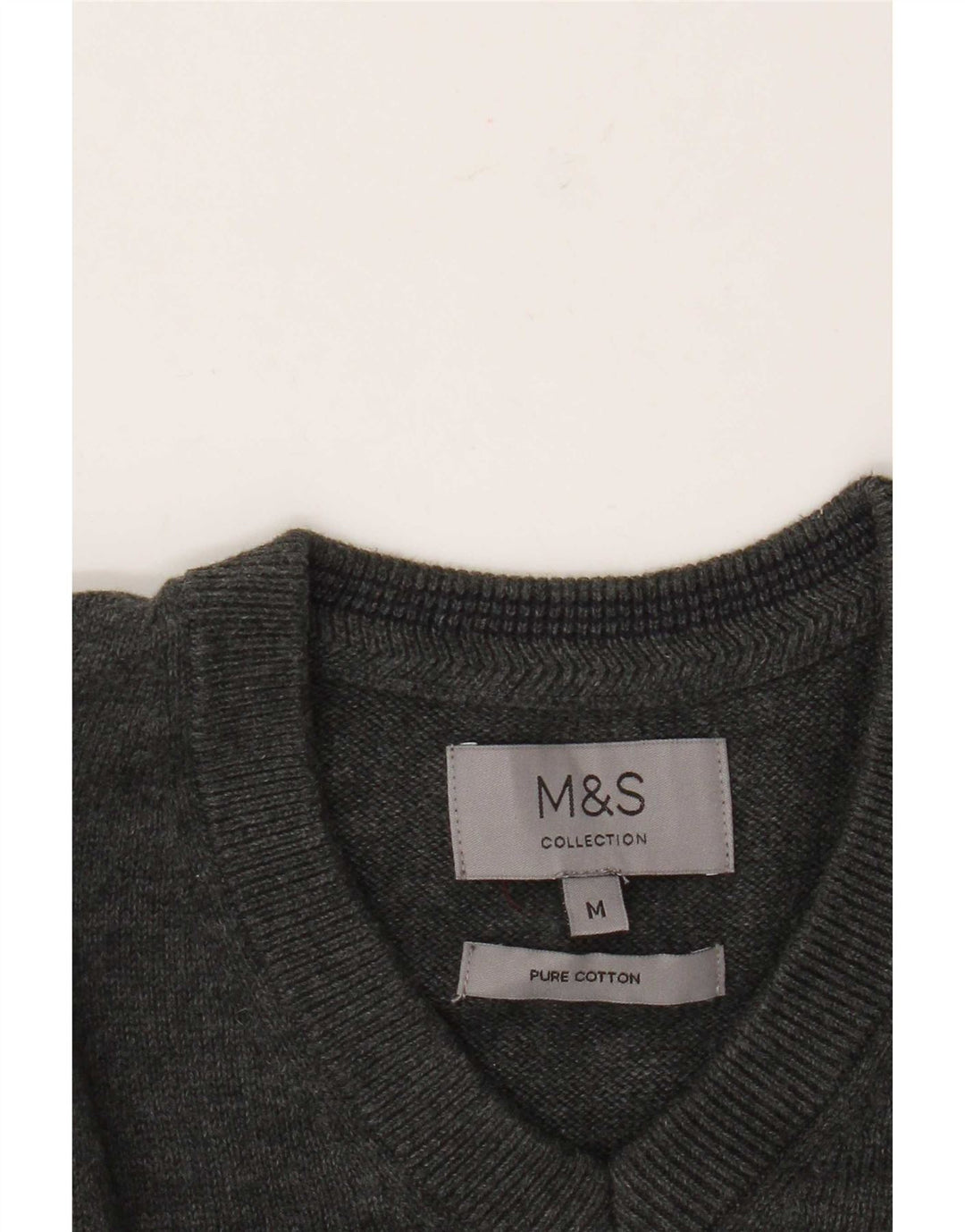 Marks & Spencer Herre V-hals sweater mellemgrå bomuld