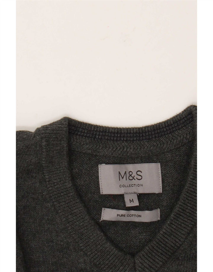 Marks & Spencer Herre V-hals sweater mellemgrå bomuld