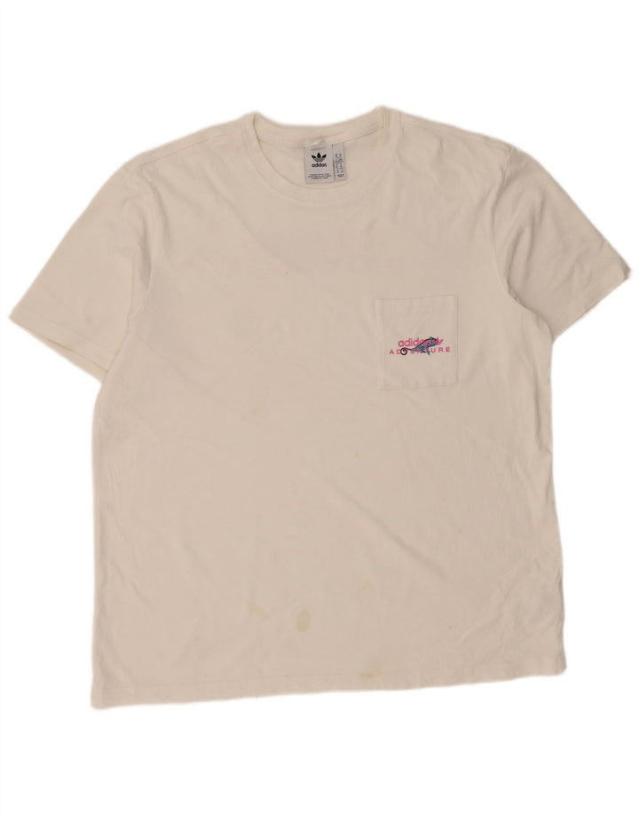 ADIDAS Herre Adventure Grafisk T-Shirt Top XL Hvid Bomuld