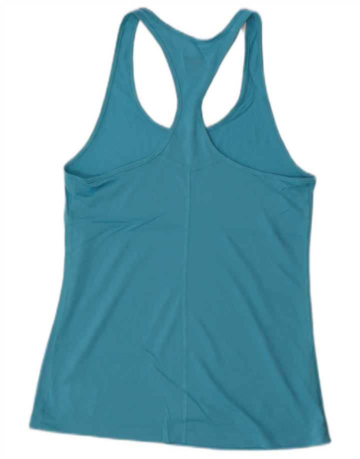 NIKE Dame Dri Fit Slim Fit Vest Top UK 8 Small Blue Polyester