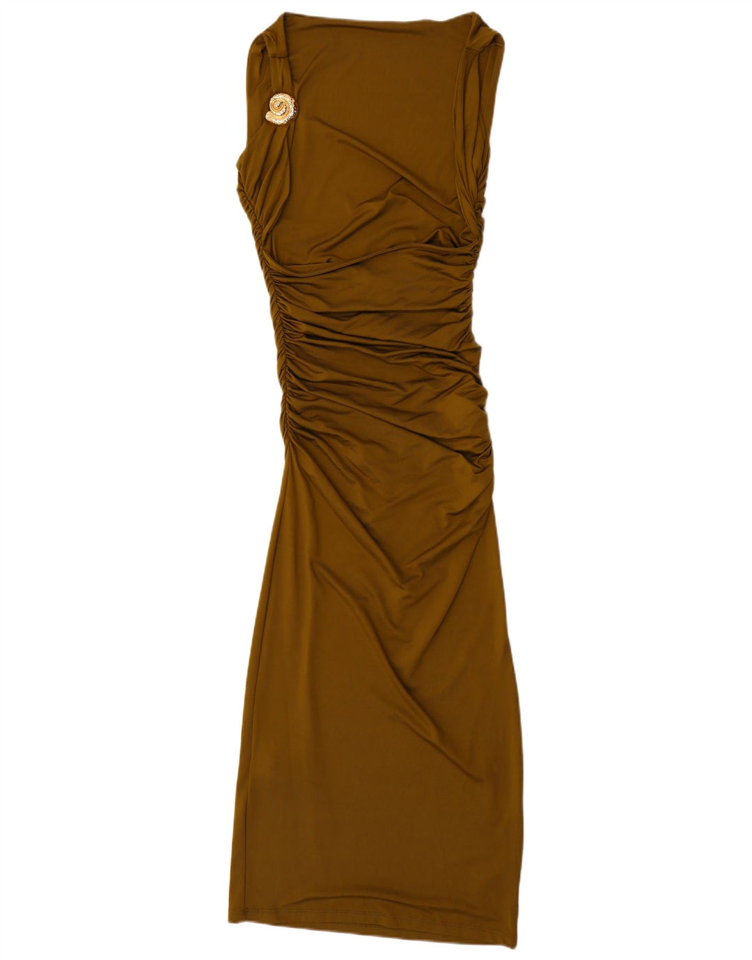 Zara Womens Sleeveless Bodycon Dress UK 12 Medium Khaki Polyamid