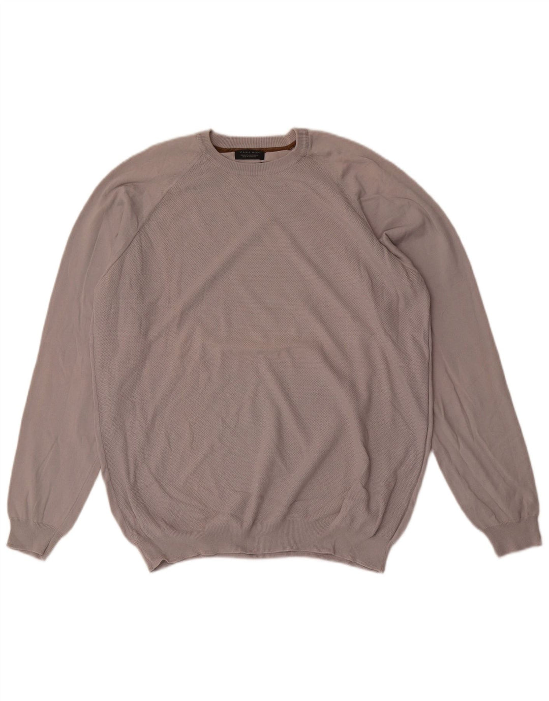 Zara Herre sweater med rund hals XL Grå bomuld